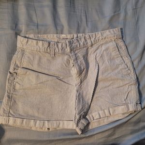White and Blue Striped Shorts